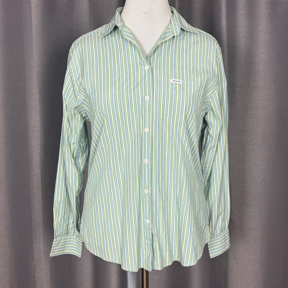 Faconnable Striped Button Up Cotton Blouse 12